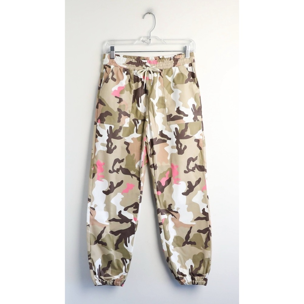Women's Elastic Waist Neon Camo Joggers camouflage cargo pants tapered M New - Picture 2 of 9